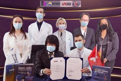 Prof. Dr. Mike Chan with Dr. Volodmyr Chernykh holding the signed MoA together with the EWAA educators.