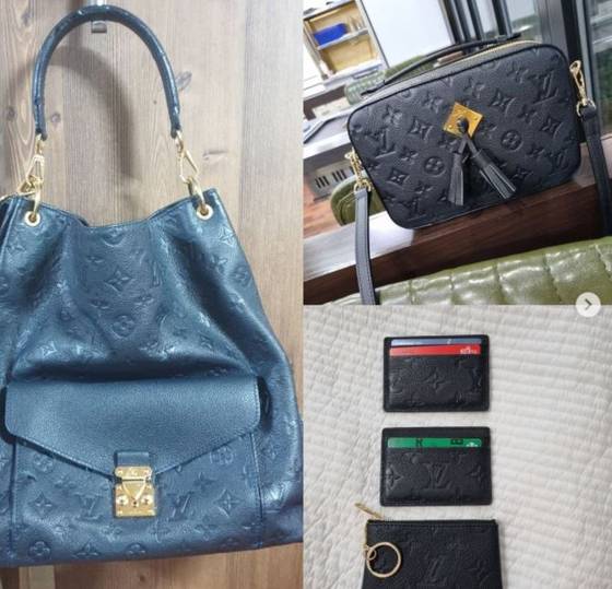 루이비통 가방을 리폼해 작은 크로스백과 카드지갑, 동전지갑으로 바꿨다. 사진 인스타그램 캡처
