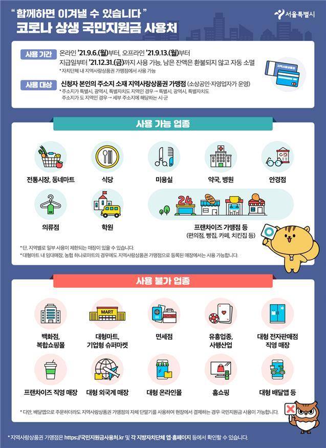 국민지원금 사용처(서울시 제공).© 뉴스1