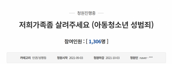 지난 3일 청와대 국민청원 게시판에는 이혼한 전 부인의 연인으로부터 중학교 3학년인 딸이 성추행 당했다는 고발글이 올라왔다. 사진=청와대 국민청원 게시판 캡처.