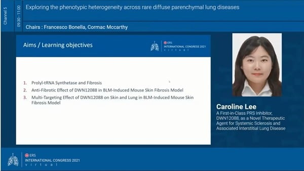 대웅제약이 유럽호흡기학회 연례학술대회에서 섬유증 치료제(DWN12088) 전신경화증 연관 간질성폐질환에 대한 비임상시험 결과를 발표했다. 사진 제공=대웅제약