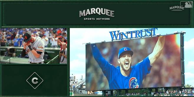 ▲ 눈물을 닦는 크리스 브라이언트(왼쪽)와 시카고 컵스가 준비한 환영 영상. ⓒMLB닷컴