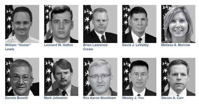 9·11 테러로 현장에서 숨지거나 이후에 병을 얻어 투병 중 세상을 떠난 FBI요원들의 모습. 한국계 웨슬리 유의 사진과 이름도 보인다. /FBI 홈페이지