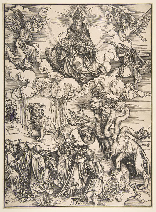 알브레히트 뒤러가 요한계시록에 등장한 괴물을 묘사한 1511년 목판화 작품. 사진 출처 미국 메트로폴리탄 미술관 홈페이지