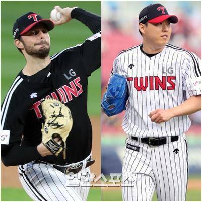 LG 수아레즈와 차우찬. IS 포토·LG 제공