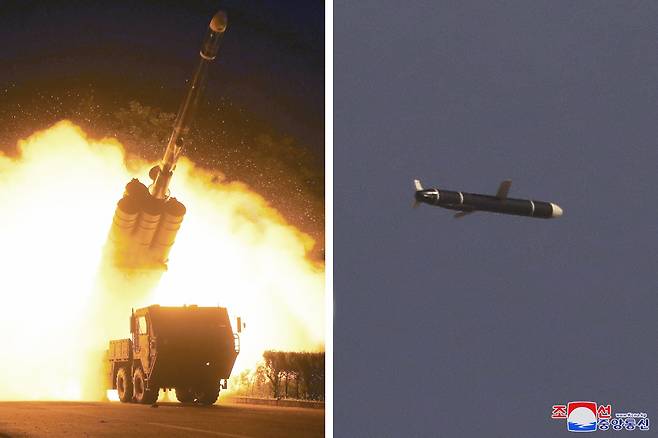 북한 국방과학원은 새로 개발한 신형장거리순항미사일시험발사를 성공적으로 진행했다고 조선중앙통신이 13일 보도했다. 연합뉴스