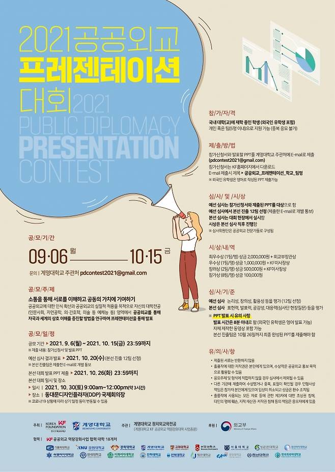 계명대가 KF와 공동 개최하는 ‘2021 공공외교 프레젠테이션 대회’ 포스터. (계명대 제공) 2021.09.13