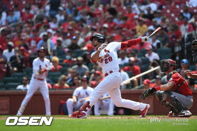 [사진] 세인트루이스는 2021년 9월 13일(이하 한국시간) 미국 미주리 세인트루이스 부시 스타디움에서 열린 ‘2021 메이저리그’ 신시내티 레즈와 홈경기에서 2-0 승리를 거뒀다. ⓒGettyimages(무단전재 및 재배포 금지)