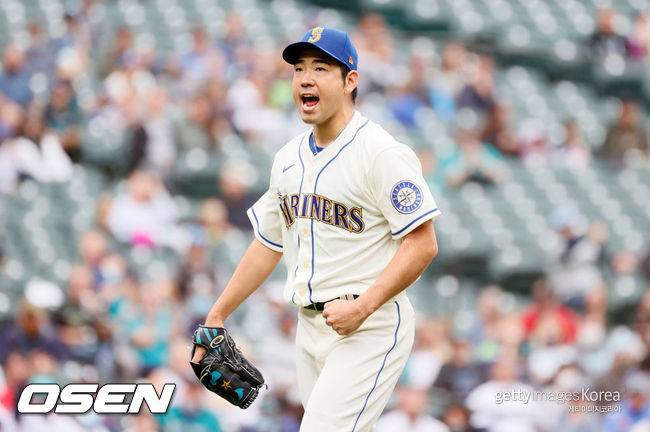 [사진] 기쿠치는 2021년 9월 13일(한국시간) 미국 워싱턴 시애틀 T-모바일 파크에서 열린 ‘2021 메이저리그’ 애리조나 다이아몬드백스와 홈경기에서 선발 등판해 5이닝 동안 6피안타 8탈삼진 1볼넷 1실점으로 호투했지만 승수 사냥에 실패했다. ⓒGettyimages(무단전재 및 재배포 금지)