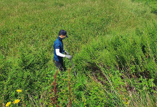 지난달 30일 전남 영암 일대에서 B 씨의 시신을 수색하고 있는 경찰