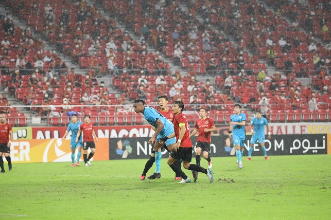 대구 FC의 에드가(왼쪽)가 14일 일본 토요타스타디움에서 열린 나고야 그램퍼스와의 아시아축구연맹(AFC) 챔피언스리그 16강전에서 전반전 득점을 기록하고 있다. 사진=대구 FC 제공