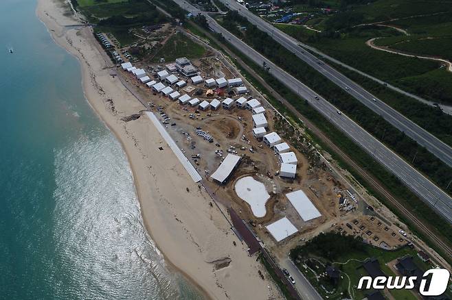 망상오토캠핑리조트 재해복구공사 단지.(동해시 제공) 2021.9.15/뉴스1