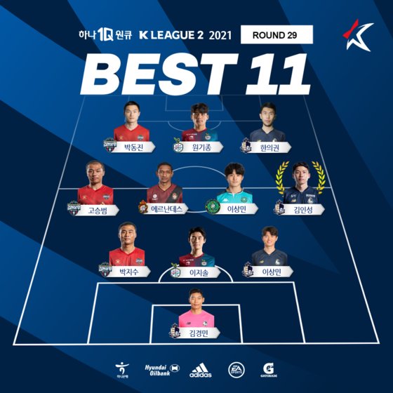 K리그2 29R 베스트11. 한국프로축구연맹