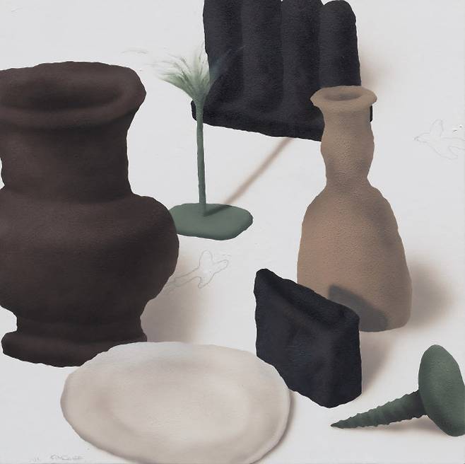 김시안 ‘정물 84’(2021), 종이에 아크릴, 50×50㎝(사진=갤러리인)