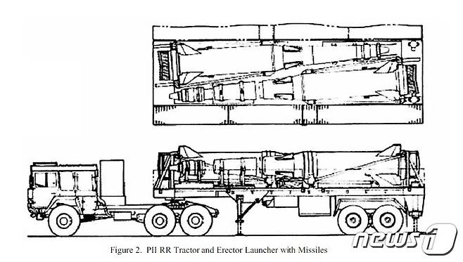 미 육군이 개발하던 '퍼싱2 RR' 미사일의 이동식 발사대(TEL) (JSF 트위터) © 뉴스1