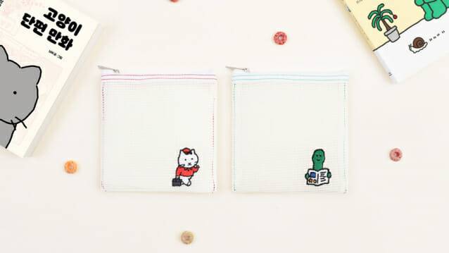 이벤트 도서 캐릭터가 새겨진 메시 지갑 파우치 2종