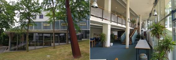 예나에 있는 막스플랑크인류사연구소. 오른쪽은 연구소 건물 내부의 모습이다. /사진=송경은 기자