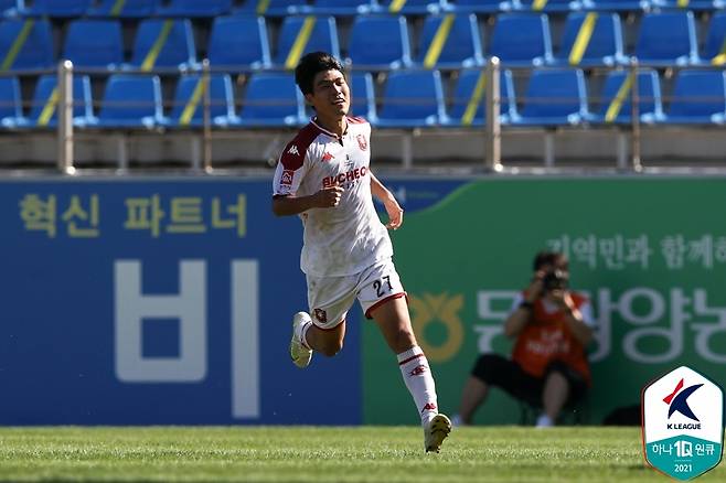 역전 결승골 터트린 부천 박창준. [한국프로축구연맹 제공. 재판매 및 DB 금지]