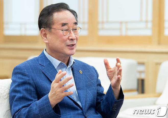 장세용 구미시장이 20일 뉴스1과 인터뷰를 하고 있다. (구미시 제공) 2021.9.20/뉴스1 © News1 정우용 기자