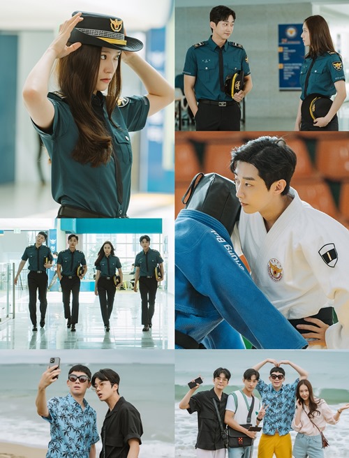 The lively scene behind the police classes Jinyoung, Jung Soo-jung, this month, and Yo Young-jae were released.KBS2 Mon-Tue drama Police Class (directed by Yu Gwan-mo, the play-played Min Jeong-jeong, and production logos film) is drawing the anbang with the story of Susa, which is a hot harmony of police officers who surpass generations and a shocking truth of the school.In particular, the realism chemistry of students who are full of laughter and salt is raising the sympathy and support of viewers.Among them, behind-the-scenes cuts containing visuals of the youth actors who digest colorful costumes are revealed.Jinyoung (played by Kang Sun-ho) in Judo suits first boasts a high concentration and exudes admiration by digesting action movements.Jung Soo-jung (played by Oh Kang-hee), who wears a police cap, emits untouchable eyes and captures Sight with a shrewd aura.Jinyoung, Jung Soo-jung, who fixed the Sight to each other in the campus corridor, causes the thrill of heart-throbbing first love.Also, Jinyoung, Jung Soo-jung, Lee Dal-(played by Roh Bum-tae), and Yo Young-jae (played by Cho Joon-wook) of Gangsudae (studa University, which is full-mounted and walking in line with Kang Seon-ho) make the teamwork of the new students of the police university feel like sparkling and kicking.In addition, the four people who leave the vacation in comfortable clothes show off their fresh and fresh youth energy.This month, when you take a self-camera against the beach, Yo Young-jae shows a pleasant teamy chemistry.The four people who show brilliant synergy decorate a page of memories with group photos, summon romance, and warm the hearts of the viewers.