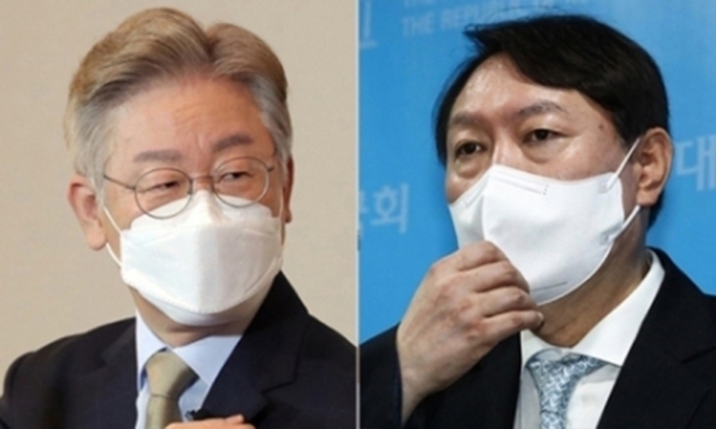 (왼쪽부터) 이재명 경기도지사, 윤석열 전 검찰총장. 연합뉴스
