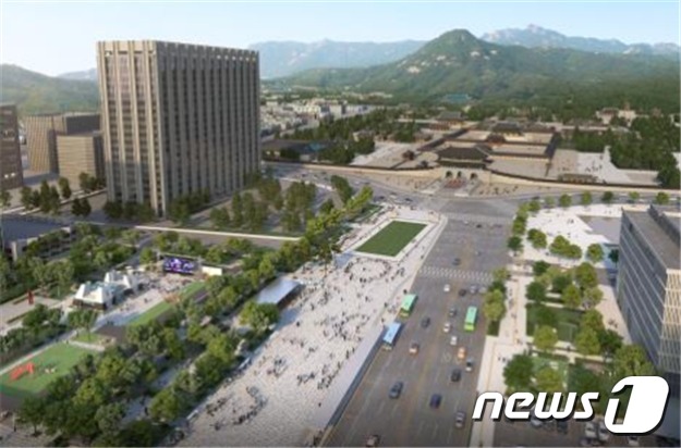 2022년 4월 정식 개장하는 새로운 광화문광장 조감도.(서울시 제공)© 뉴스1