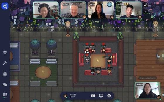 아바타와 캠을 사용한 화상회의가 한창 진행 중이다. [사진 김종훈, 개더타운 캡처]