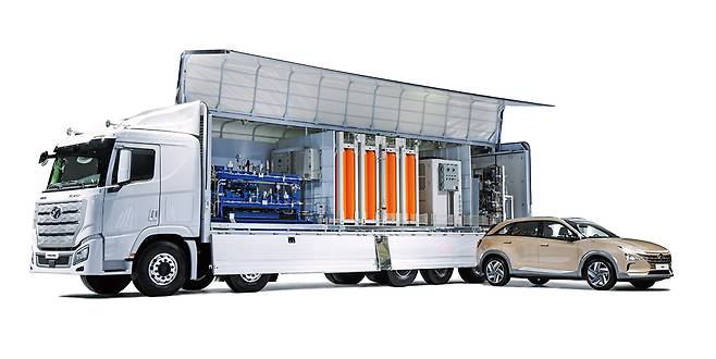 현대차그룹이 선보인 이동식 수소충전소 /사진제공=현대차그룹