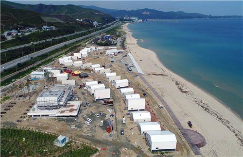 오는 10월 준공 예정인 동해시 망사오토캠핑리조트 복구 현장.[동해시 제공·재판매 및 DB 금지]