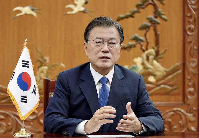 문 대통령, 글로벌 코로나19 정상회의 화상연설. 연합뉴스