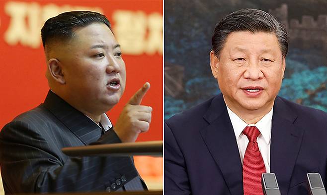 김정은 북한 노동당 총비서 겸 국무위원장(왼쪽), 시진핑 중국 국가주석. 연합뉴스