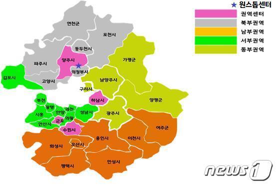 경기도 ‘서민금융복지지원센터’ 권역도./© 뉴스1