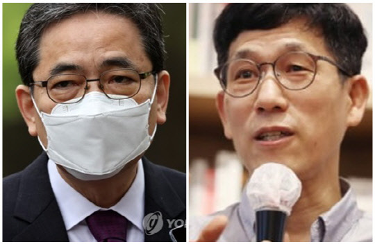 곽상도(왼쪽) 무소속 의원과 진중권 전 동양대학교 교수. 연합뉴스