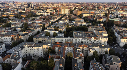 사무실 건물과 아파트가 밀집한 독일 베를린 시내 모습. 2021년 9월 7일 촬영. AP 연합뉴스