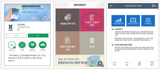 모바일 앱 ‘건강정보’ 이용 화면