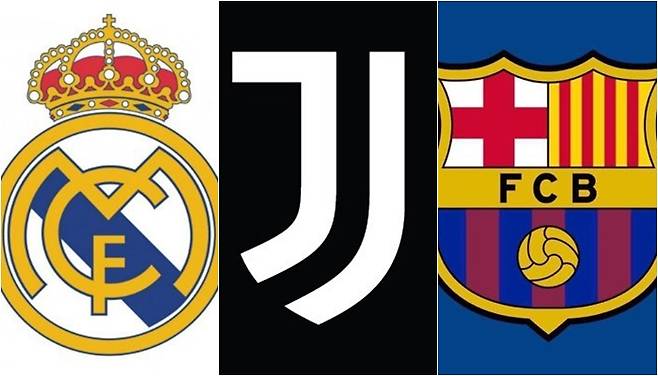 유럽축구연맹(UEFA)는 28일(이하 한국시각) 공식 성명을 통해 유럽 슈퍼리그 창설을 주도한 레알 마드리드, 바르셀로나(이상 스페인), 유벤투스(이탈리아)의 징계를 취소한다고 밝혔다. 사진은 왼쪽부터 레알 마드리드, 유벤투스, 바르셀로나 구단 로고. /사진= 각 구단 트위터