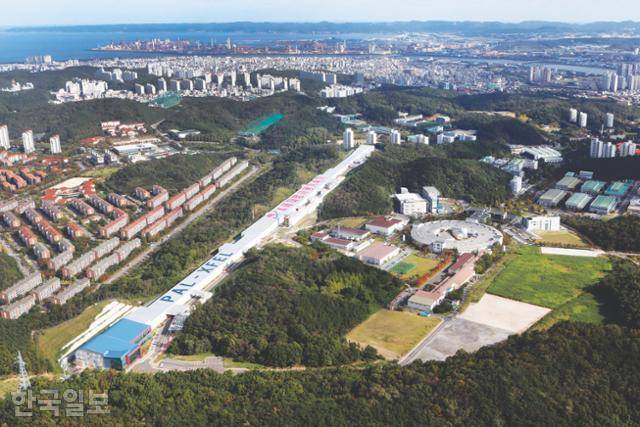 경북 포항에 있는 3세대(오른쪽 원형), 4세대(가운데 막대형) 방사광가속기. 한국일보 자료사진