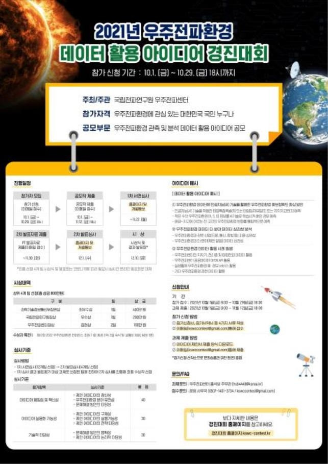 국립전파연구원, 우주전파환경 데이터활용 아이디어 경진대회 [국립전파연구원 제공]