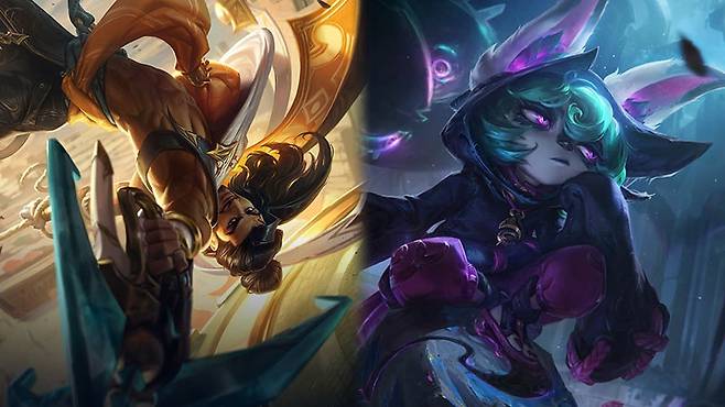 2021 롤드컵서 금지된 아크샨(왼쪽)과 벡스(사진=리그 오브 레전드 공식 홈페이지 발췌).
