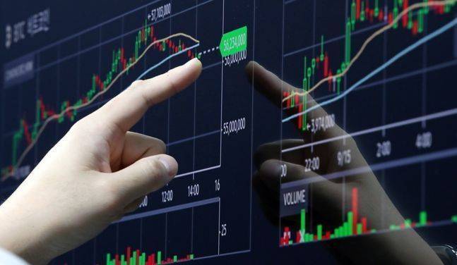 서울 용산 코인원 고객센터 전광판에 암호화폐 지수가 표시되고 있다.ⓒ뉴시스