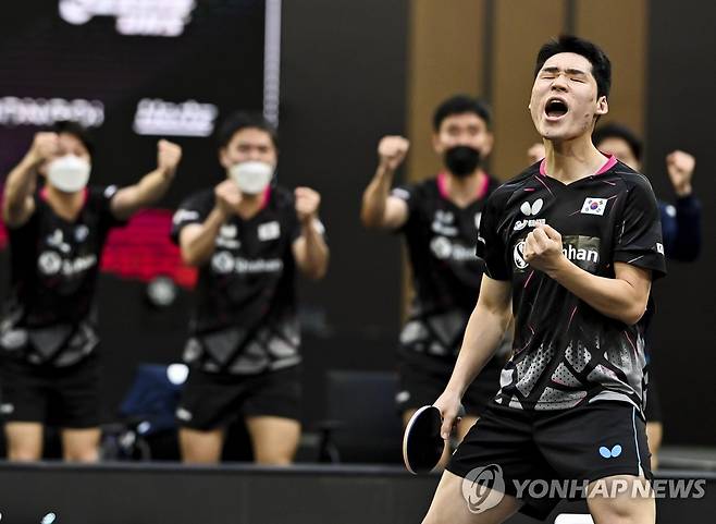 포효하는 장우진 [신화=연합뉴스]