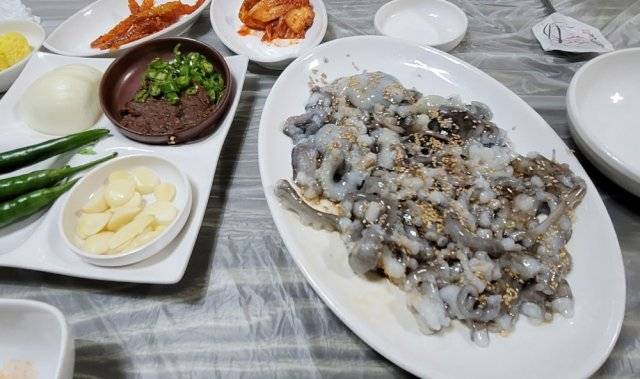 무안 낙지골목의 ‘낙지탕탕이’.