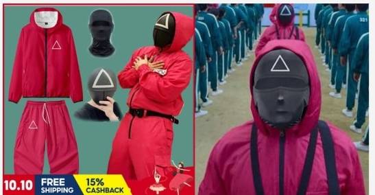 핼러윈을 앞두고 중국 제조업체들이 넷플릭스 한국 드라마 '오징어 게임'에 등장하는 경비원 복장을 대량 생산하고 있다는 외신 보도가 나왔다. /사진=마더십 캡처