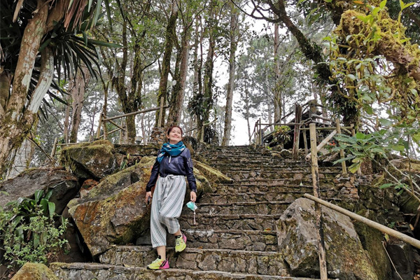 A tourist enjoys the scenic view in Mae Fah Luang Arboretum in Chiang Rai. (Photo: Pongpet Mekloy)