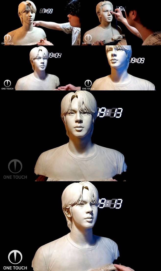 '살아있는 조각상' 방탄소년단 진, 신이 내린 예술가들의 뮤즈..완벽 조각에 19시간 '너무도 완벽'