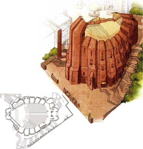 경동교회의 상징인 갈라진 탑을 본 사람들은 기도하는 손을 떠올린다. 경동교회 홈페이지에 올린 조감도.