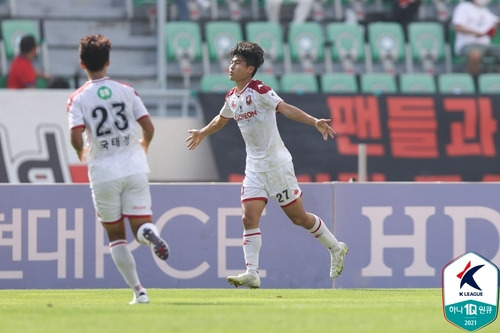 결승골 넣은 부천 박창준 [한국프로축구연맹 제공. 재판매 및 DB 금지]