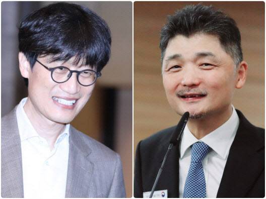 이해진(왼쪽) 네이버 창업자 겸 글로벌투자책임자(GIO)와 김범수 카카오 이사회 의장. (사진=뉴시스)