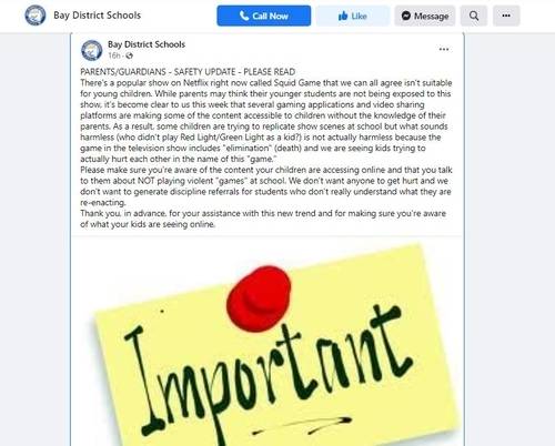 미국 베이 디스트릭트 공립학교 공문. / 사진= 베이 디스트릭트 학교 페이스북 캡쳐