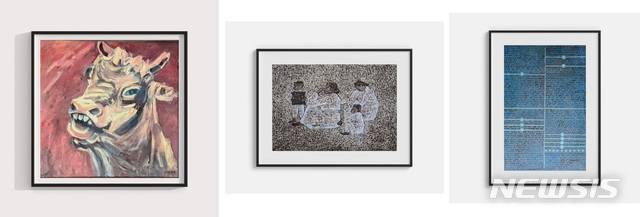 [서울=뉴시스]왼쪽부터 이중섭 '황소', 박수근 '두 아이와 두 엄마', 김환기 '전면점화-무제' 순. (사진 = 워너비인터내셔널 제공) 2021.05.31.photo@newsis.com